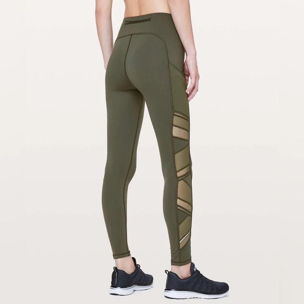 Lululemon•Speed Up Tight *Mesh 28" Full Mesh Leg Detail•Camo Green•10/10EUC• 10 - Picture 3 of 14